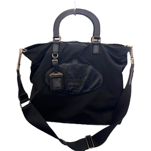 PRADA Canapa Logo Tessuto Satchel